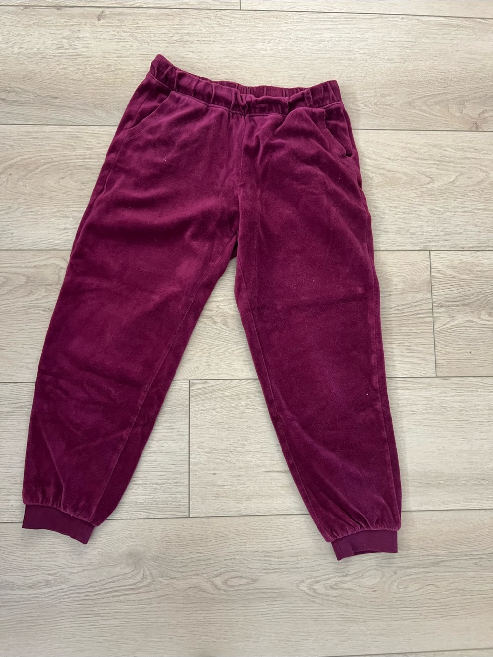 Velour cropped Jogger Pants - Burgundy